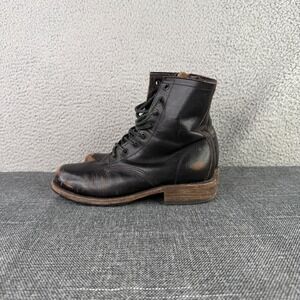 Freebird Manchester Combat Boots Women 8 Black Distressed Leather Side Zip Lug